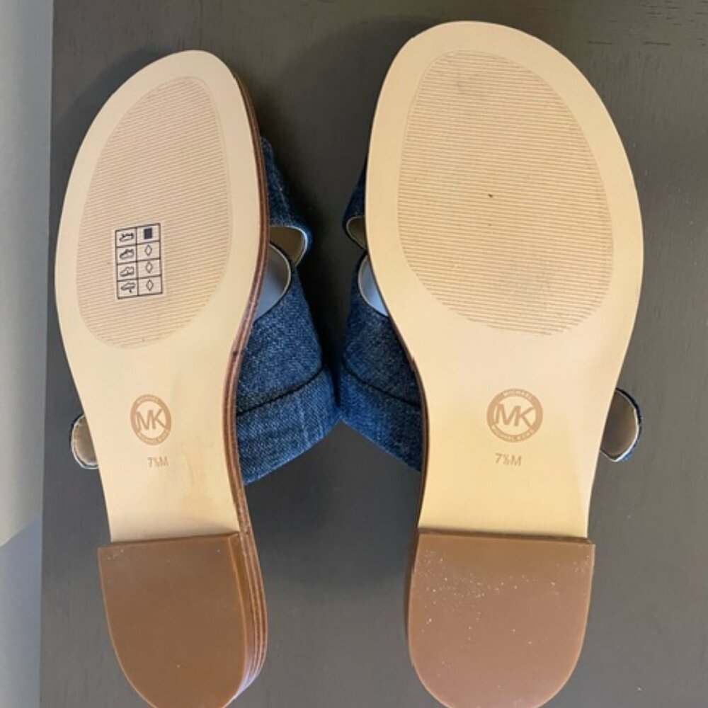 MICHAEL MICHAEL KORS Frieda denim and Rhinestone Slide Sandal 7.5M $130 EUC - Picture 4 of 5